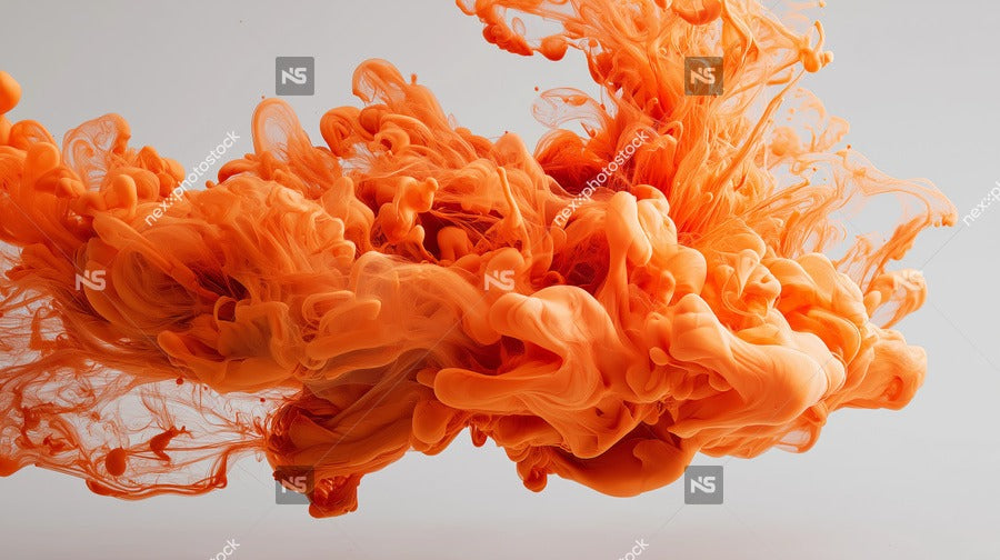 Orange Ink Splashing In Mid Air Against A White Background — Stock Photo