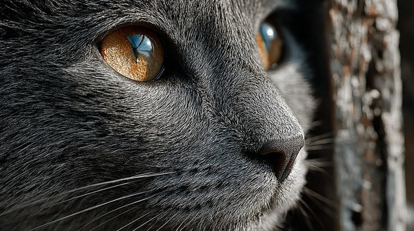 Grey Cat With Amber Eyes — Stock Photo