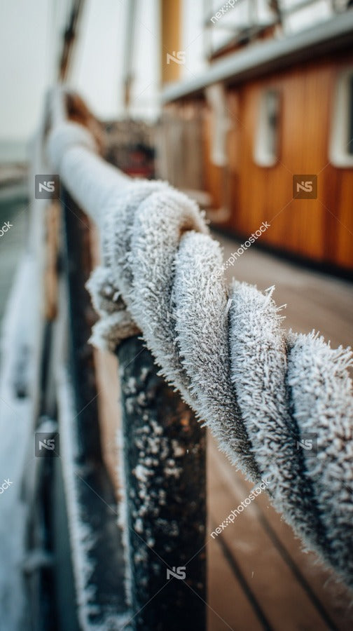 Frozen Rope On Dock — Stock Photo