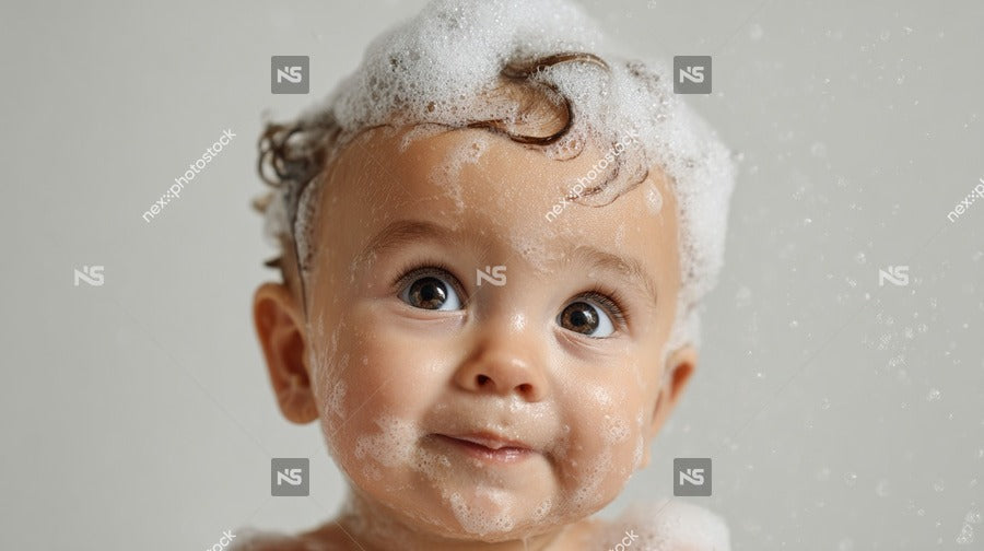 A Baby With Snowflakes On Its Face — Stock Photo