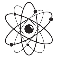 Black And White Illustration Of A Scientific Atom Model With Electrons Orbiting Around Nucleus Representing Atomic Structure In Chemistry — Stock Vector
