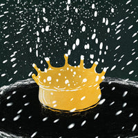 Rainy Night Scene With A Crown Of Foam In The Foreground Set Against A Dark Background With Snowflakes Falling — Stock Illustration