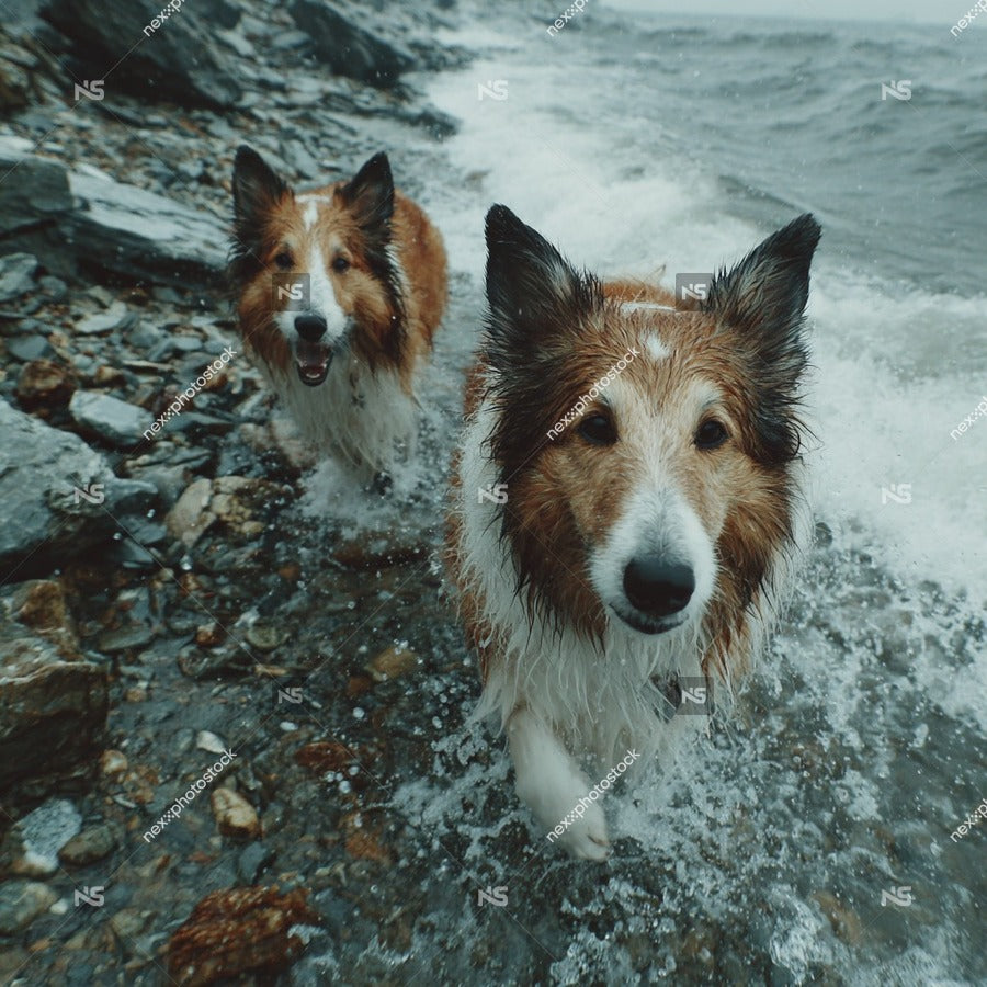 Dogs In Water — Stock Photo