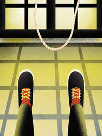 Illustration Of A Person In An Isolation Cell With A Noose Hanging From A Bar On The Ceiling — Stock Illustration
