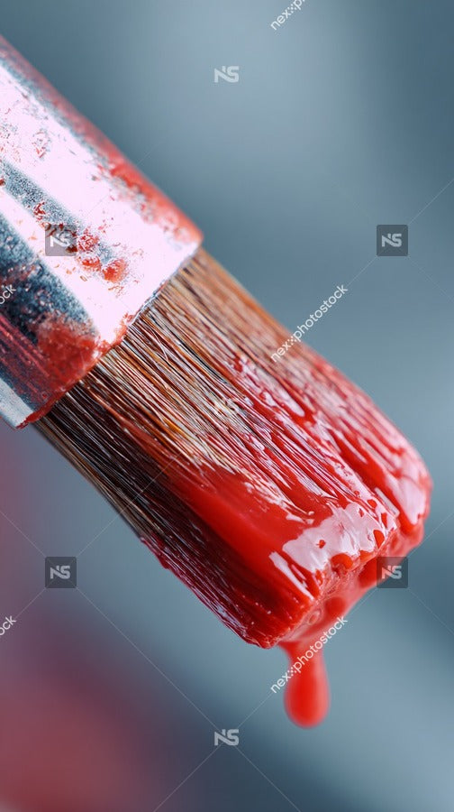 Red Paint On Brush Bristles — Stock Photo