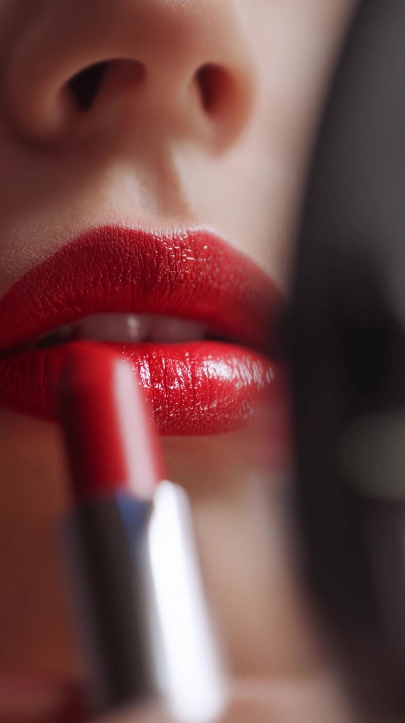 woman wearing red lipstick - Stock Video