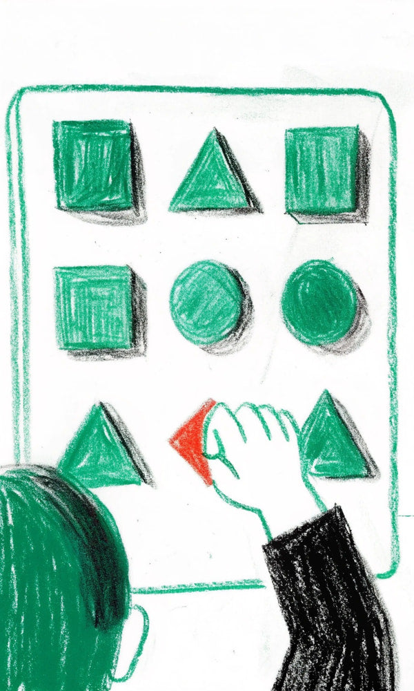 Child S Hand On A Drawing Of A Control Panel With Green And Red Buttons — Stock Illustration