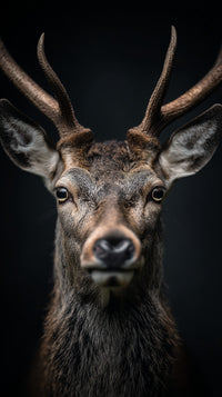 Portrait Of A Majestic Deer In Sharp Focus Staring Directly Into The Camera With A Neutral Expression — Stock Photo