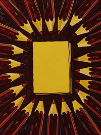 A Book With Pencils Prominently Displayed In The Center Of A Graphic Design Surrounded By A Circular Arrangement Of Pencils — Stock Illustration