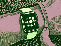 Illustration Of An Apple Watch On A Wrist With A Human Hand Holding It In Place — Stock Illustration