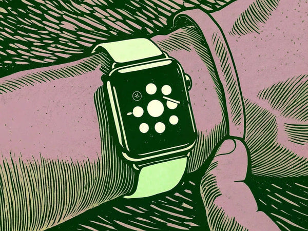 Illustration Of An Apple Watch On A Wrist With A Human Hand Holding It In Place — Stock Illustration