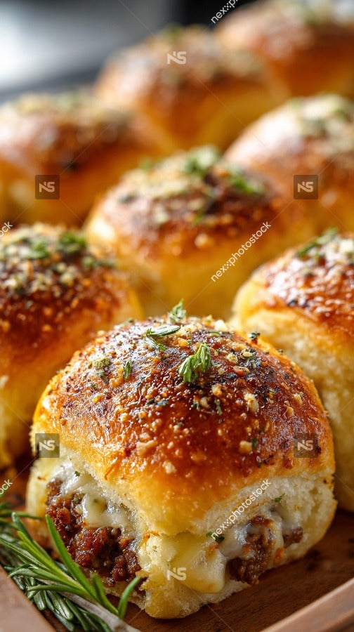 Baked Goods Muffins Scones Topped With Seeds Displayed In A Row On A Wooden Surface — Stock Photo