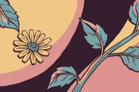 Floral Design A Sunflower And Leaves Set Against A Gradient Background That Transitions From Yellow To Pink — Stock Vector