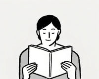 A Woman In An Illustration Holding A Book Open With Both Hands And Looking Down At It — Stock Illustration