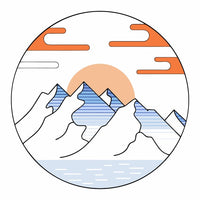 Illustration Of A Mountain Sunrise With A Gradient Sky And A Stylized Mountain Range — Stock Vector
