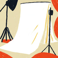 Professional Photography Equipment In A Studio Setting Including A Backdrop Stand Lighting Equipment And Camera On A Tripod — Stock Illustration