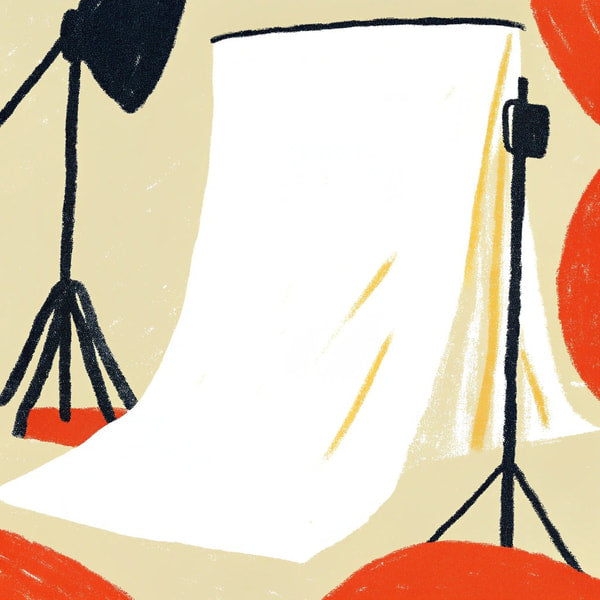 Professional Photography Equipment In A Studio Setting Including A Backdrop Stand Lighting Equipment And Camera On A Tripod — Stock Illustration