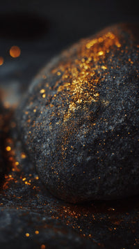 Glowing Lava Rock With A Close Up View Showcasing Its Sparkling Surface And Black Base Set Against A Dark Background — Stock Photo