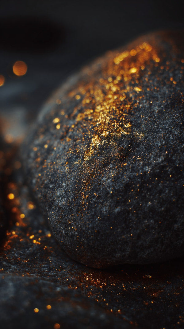 Glowing Lava Rock With A Close Up View Showcasing Its Sparkling Surface And Black Base Set Against A Dark Background — Stock Photo