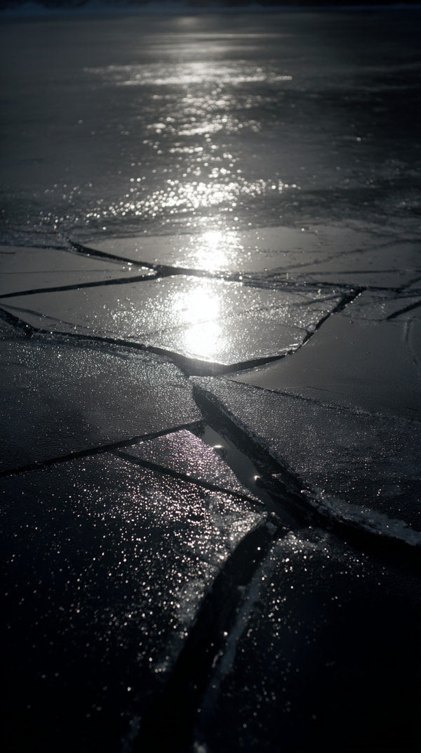A Frozen Lake At Night With A Full Moon Reflecting Off Its Surface Creating A Serene And Tranquil Atmosphere — Stock Photo