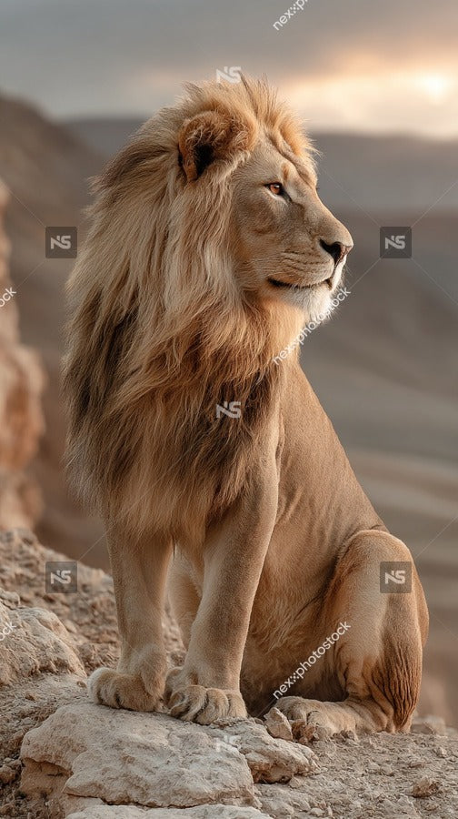 Majestic Lion Perched On Rocky Outcropping — Stock Photo