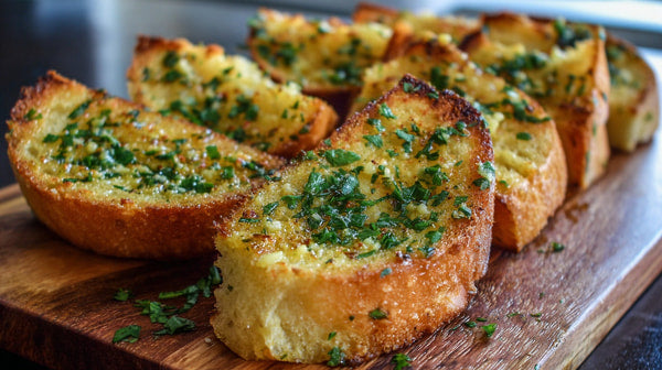 Herb Topped Bread Loaves On A Wooden Cutting Board — Stock Photo