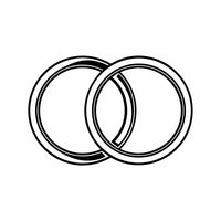 Displays A Black And White Illustration Of Two Interlocked Rings Which Are Commonly Associated With Marriage Commitment — Stock Vector