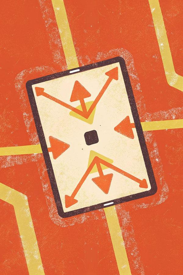 A Digital Map With Arrows Pointing In Different Directions Displayed On A Tablet Screen — Stock Illustration