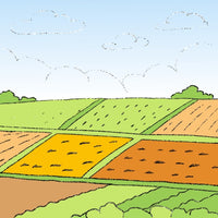 Aerial View Of A Farm With Plowed Fields And Crops In Various Stages Of Growth Showcasing Different Shades Of Green And Brown — Stock Vector