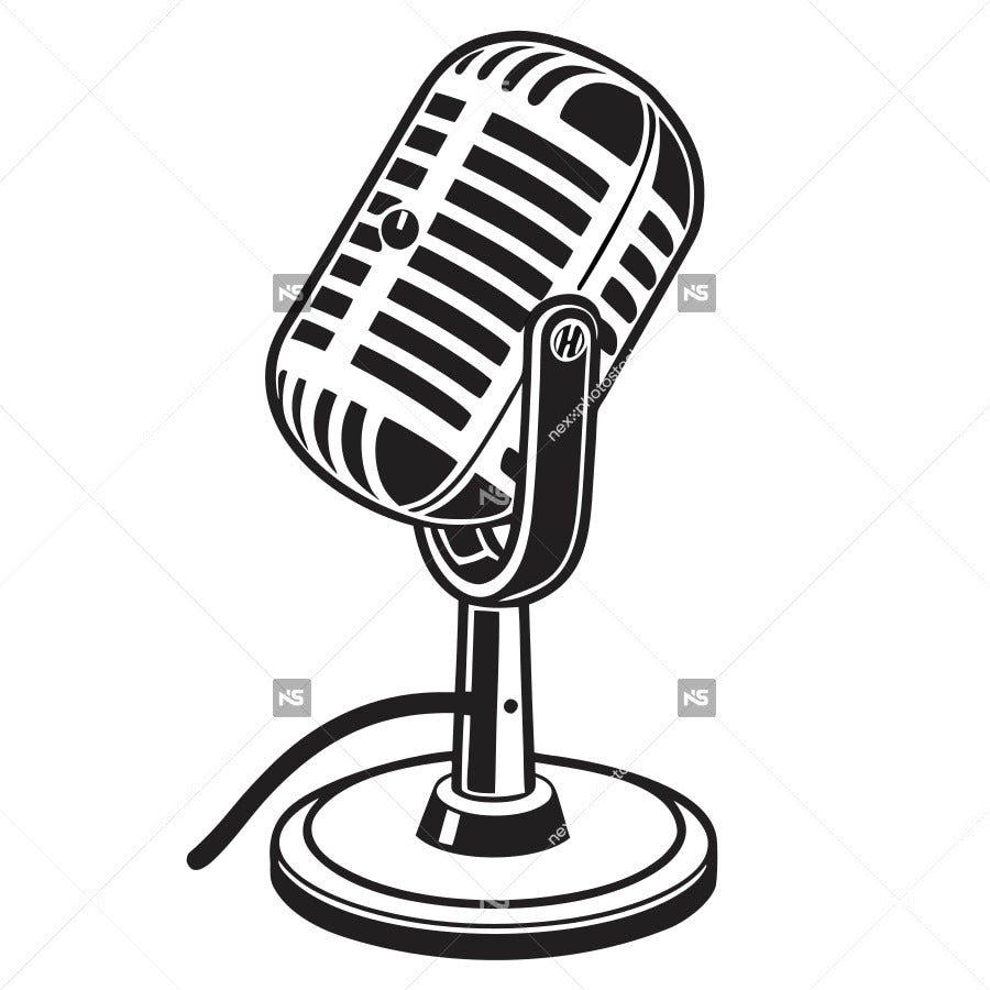 Vintage Microphone On Stand — Stock Vector