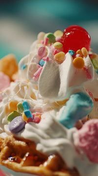 Showcases A Delightful Dessert Specifically A Waffle Cone Filled With Ice Cream And Topped With Colorful Sprinkles — Stock Photo