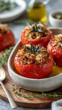 A Bowl Of Baked Tomato Casserole On A Table — Stock Photo