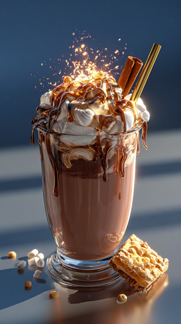 A Chocolate Milkshake With Whipped Cream And Sprinkles Served In A Glass Cup On A Table — Stock Photo