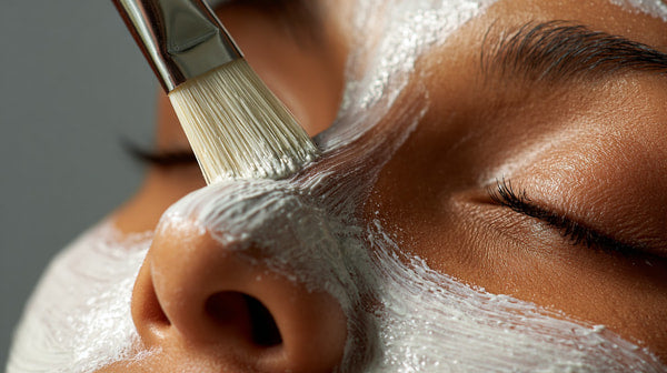 A Close Up Image Of A Person Applying Makeup To Their Face Using A Brush — Stock Photo