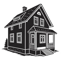 Black And White Line Drawing Of A House — Stock Vector