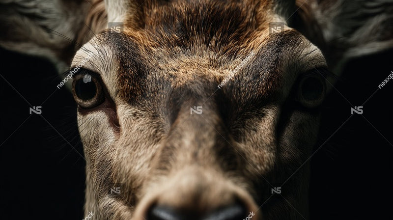 A Close Up Of A Deer S Face With Its Eyes Wide Open And Looking Directly Into The Camera — Stock Photo