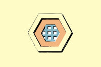 Close Up Of A Hexagonal Design With A Blue Center And White Border On A Beige Background — Stock Vector