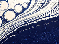 Abstract Art Piece With A Blue Background Abstract Shapes And Patterns In Various Shades Of Blue And White — Stock Illustration