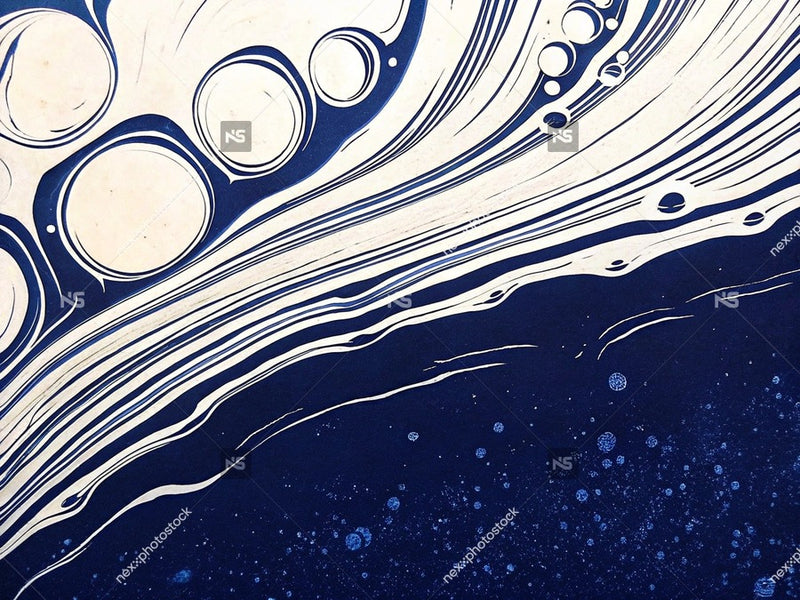 Abstract Art Piece With A Blue Background Abstract Shapes And Patterns In Various Shades Of Blue And White — Stock Illustration