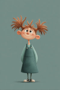 3d Animated Character With Red Hair Standing Against A Blue Background — Stock Illustration