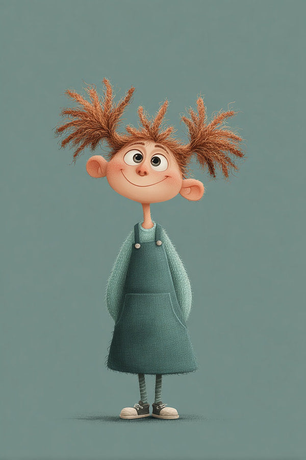 3d Animated Character With Red Hair Standing Against A Blue Background — Stock Illustration