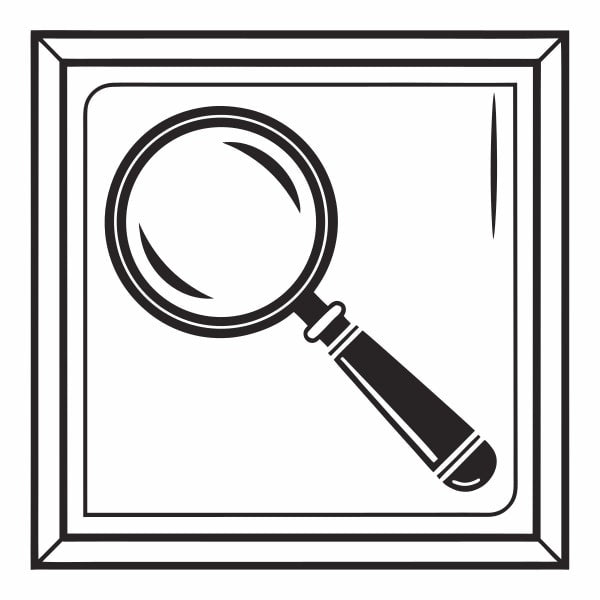 A Black And White Icon Of A Magnifying Glass Commonly Used To Represent Search Investigation Functions In Various Interfaces — Stock Vector