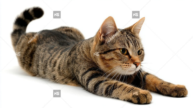 Cat Stretching On White Surface — Stock Photo