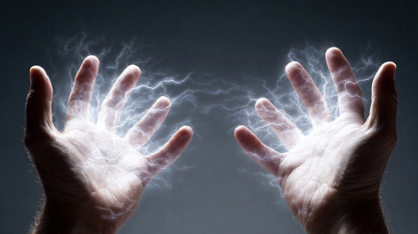 Human Hands Manipulating Electrical Energy — Stock Photo