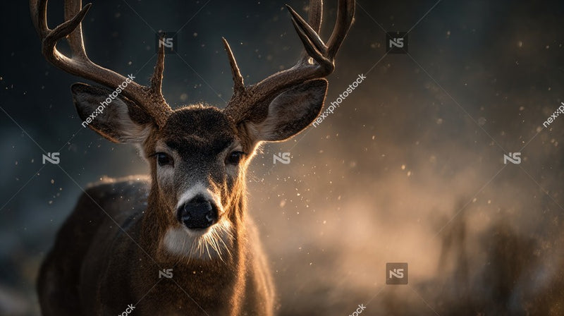 A Deer Stands Majestically In A Forested Area With Its Antlers Prominently Visible Against A Backdrop Of A Blurred Background — Stock Photo