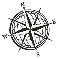 Black And White Compass With Cardinal Directions Marked — Stock Vector