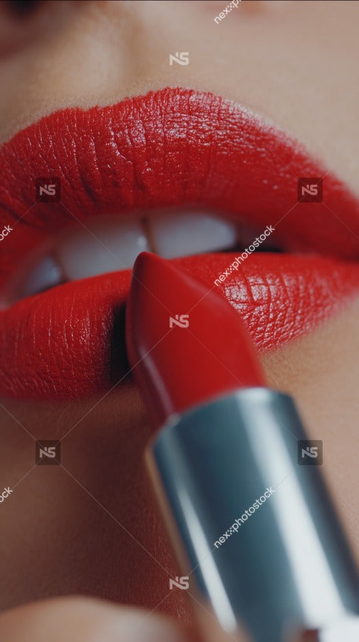 Red Lipstick Close Up — Stock Photo