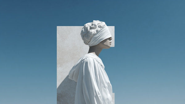 A Solitary Figure Stands Against A Backdrop Of A Clear Blue Sky Their Face Obscured By A White Mask — Stock Photo