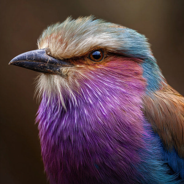 Colorful Bird Portrait With A Focus On The Bird S Vibrant Plumage And Striking Blue Head Set Against A Dark Background — Stock Photo