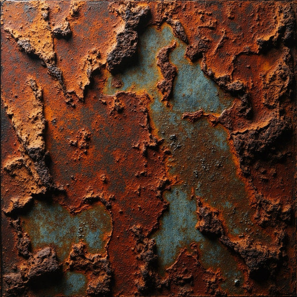 Rusted Metal Texture With Peeling Paint Showcasing A Close Up View Of Rusted Iron Panels — Stock Photo